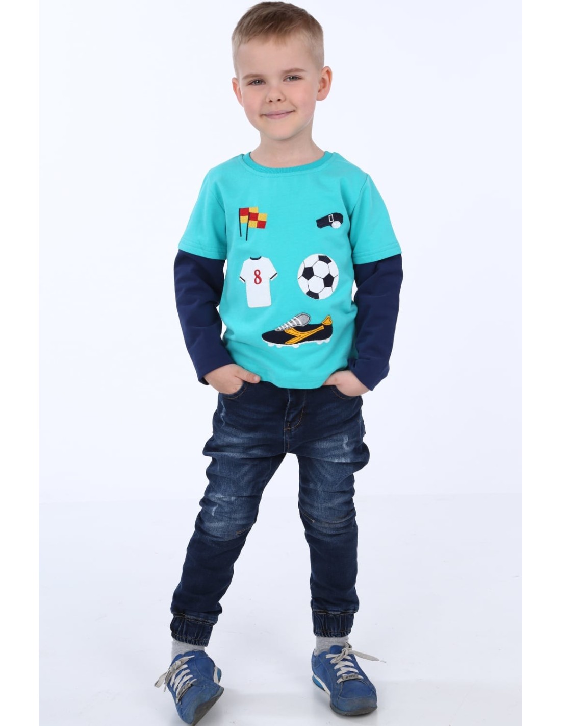 Boy\'s blouse with a nautical football motif NDZ9092 - Online store - Boutique